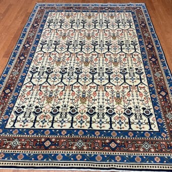 Hand-Knotted 1920s Antique Art Deco Wool Rug (6' x 9')