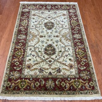 Indo Hand-knotted Kashan Wool Rug (4' x 6'2)