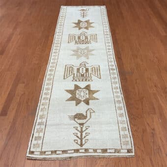 Turkish Hand-knotted Oushak Wool Runner (3'2 x 11'7)