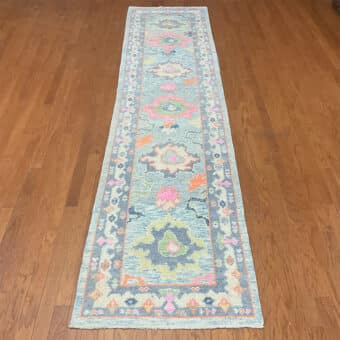 Turkish Hand-knotted Oushak Wool Runner (3'1 x 13'4)