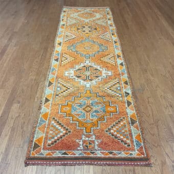 Turkish Hand-knotted Oushak Wool Runner (3'6 x 12'2)