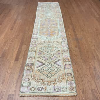 Turkish Hand-knotted Oushak Wool Runner (3' x 13'4)