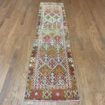 Turkish Hand-knotted Oushak Wool Runner (2'4 x 9'3)