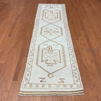 Turkish Hand-knotted Oushak Wool Runner (3' x 10'10)