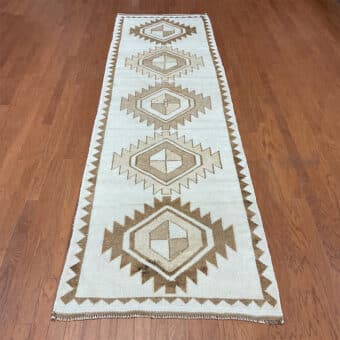 Turkish Hand-knotted Oushak Wool Runner (3'7 x 12'3)
