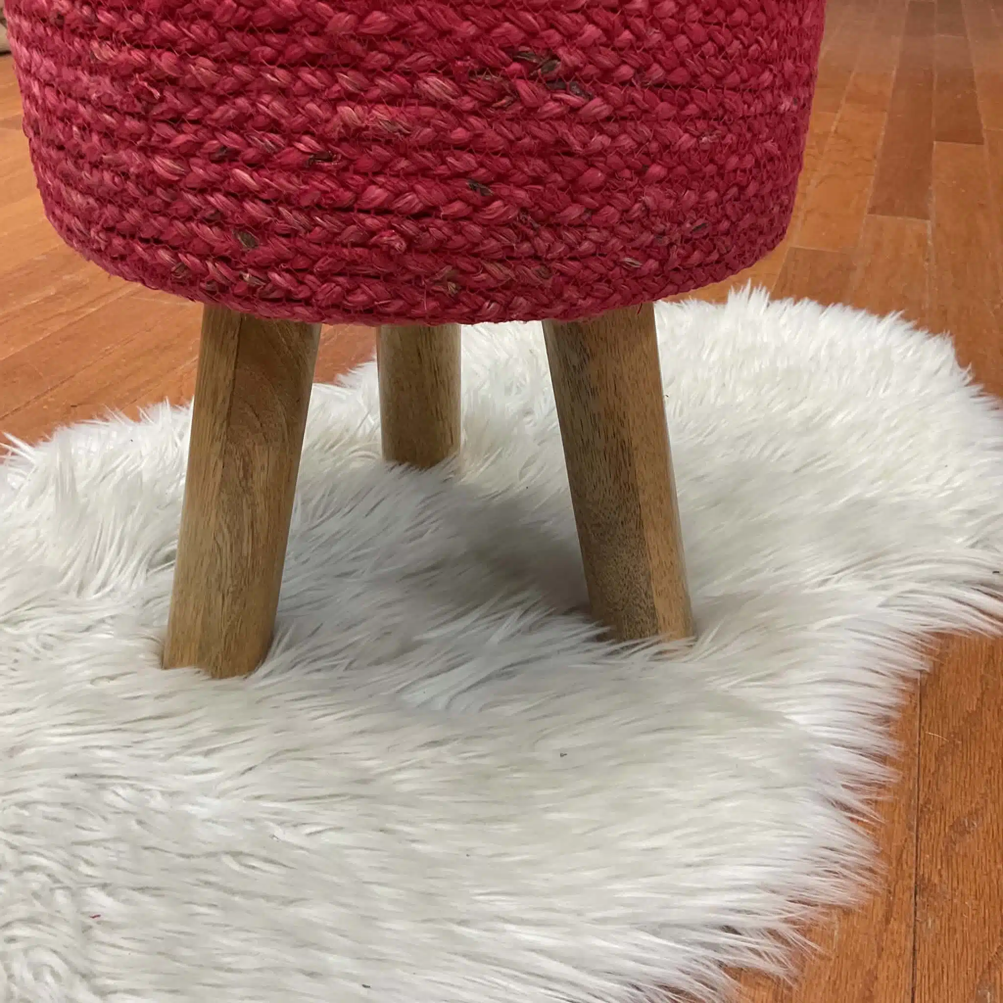 Indo Upholstered Round Footstool (14" x 14" x 17") - Image 6