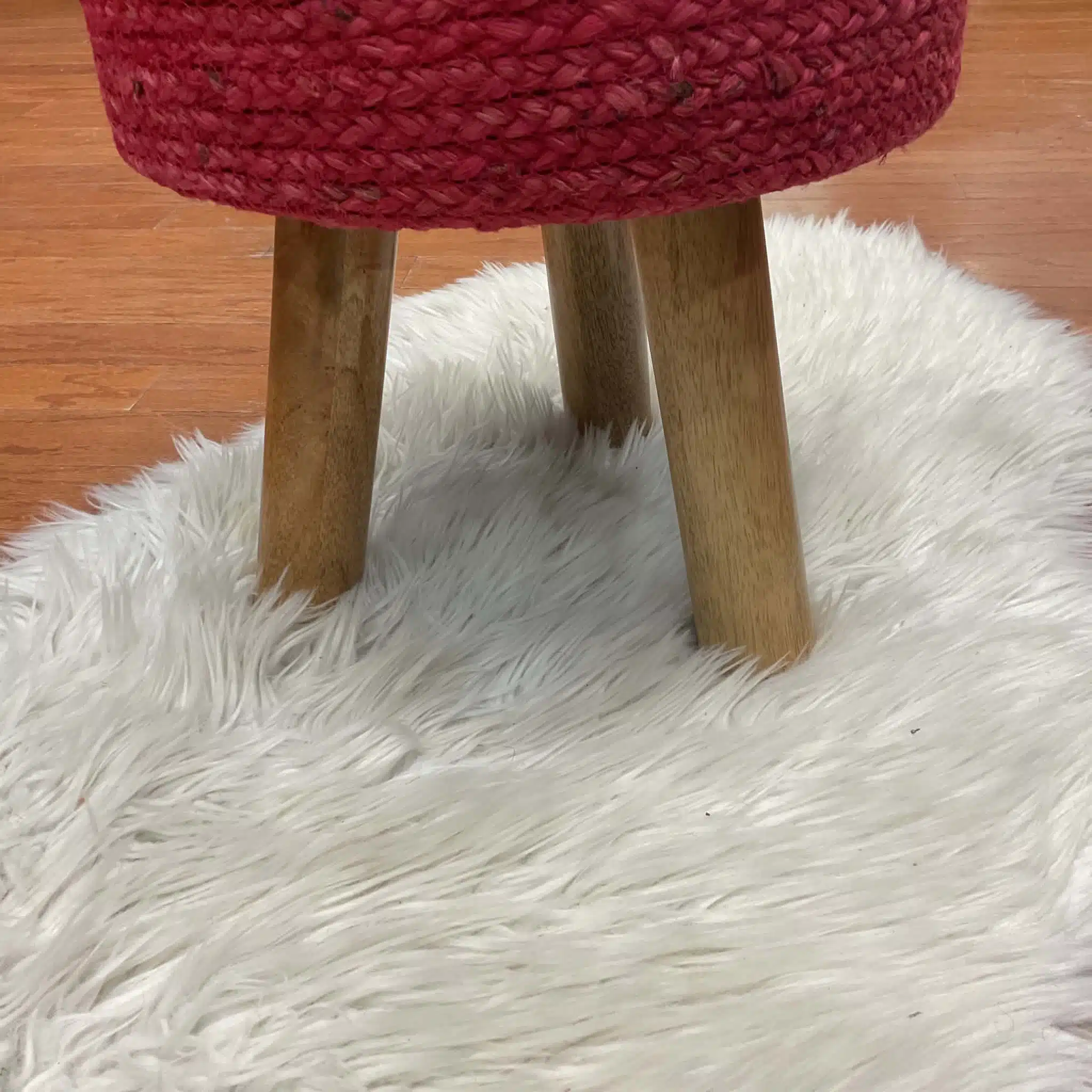 Indo Upholstered Round Footstool (14" x 14" x 17") - Image 4
