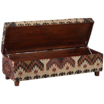Indo Handmade Kilim Upholstered Storage Bench (16" x 16" x 48")